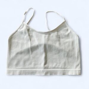 wild fable Cream Ribbed Cropped Tank with Spaghetti Straps